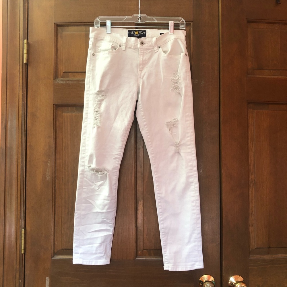 Lucky Brand White Sienna Slim Boyfriend Jeans